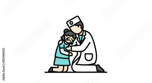 Doctor Comforting Crying Child Illustration.
