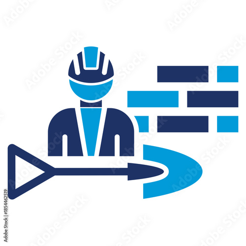 civil engineering flat blue icon