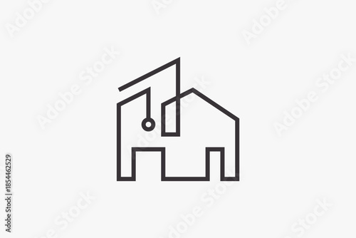 Line art minimalist house interior logo