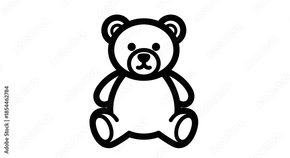 Obraz premium Cute black line teddy bear illustration.
