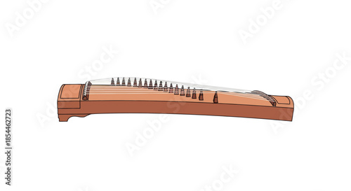 Traditional Chinese Guzheng Musical Instrument with Strings.