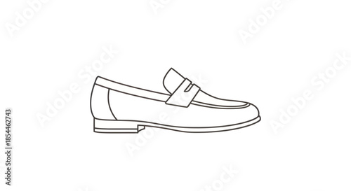 Classic Black Leather Penny Loafer Shoe Outline.