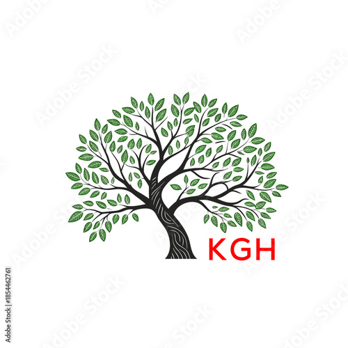 Green Tree of Life Logo Design KGH Later Logo , Natural Environment Tree Branding, Sustainable  Tree Logo
