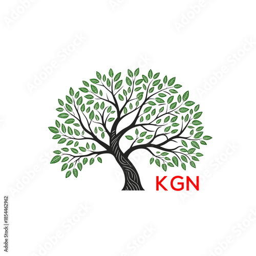 Green Tree of Life Logo Design KGN Later Logo , Natural Environment Tree Branding, Sustainable  Tree Logo
