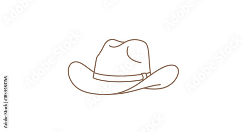 Simple Line Art Drawing of a Classic Cowboy Hat.