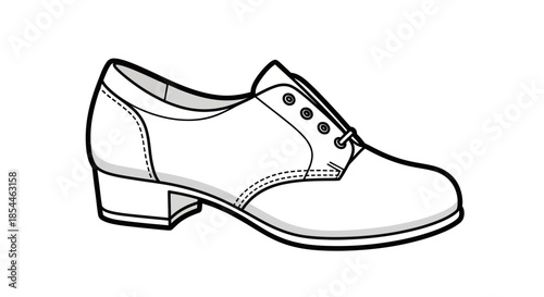 Elegant White Tap Shoe with Laces and Heel Side View.