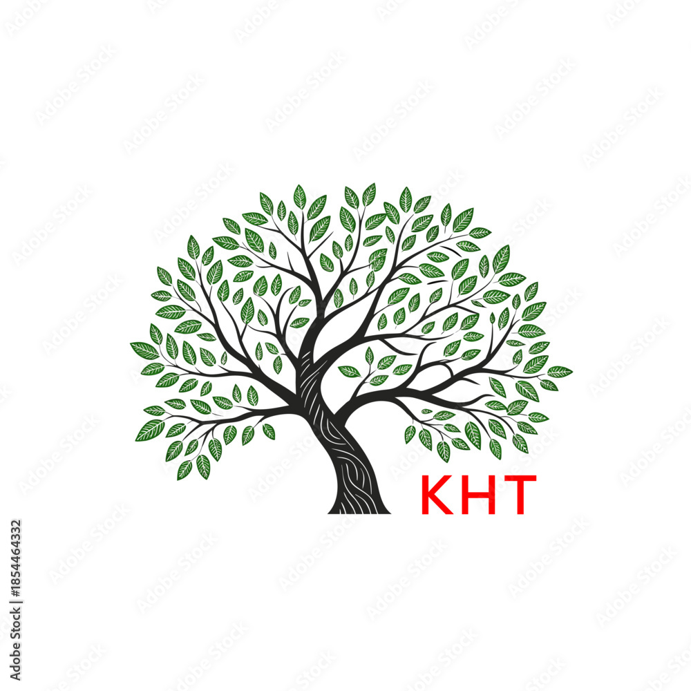 Fototapeta premium Green Tree of Life Logo Design KHT Later Logo , Natural Environment Tree Branding, Sustainable Tree Logo 