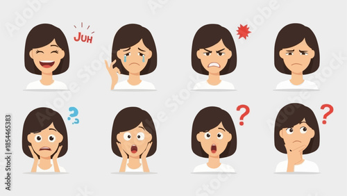 Collection of Woman Expressing Different Emotions and Feelings.