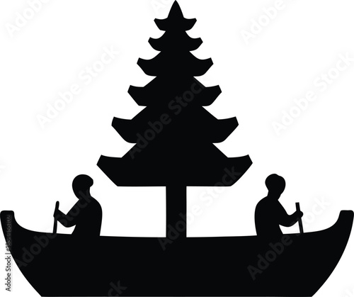 bali jatra maritime festival odisha silhouette vector illustration on transparent background