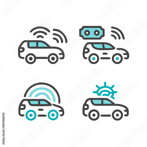Self-Driving Car Logos. self-driving cars. Icon set. Set Logo of