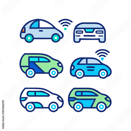 Self-Driving Car Logos. self-driving cars. Icon set. Set Logo of
