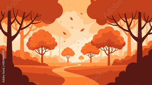 Serene autumn landscape with winding path