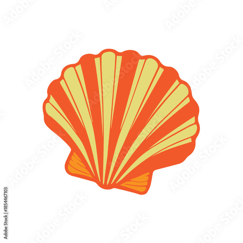 A minimalist vector shows an orange seashell designed with soft gradient colors and clear lines, creating a gentle seaside mood that feels fresh, elegant, and visually soothing.