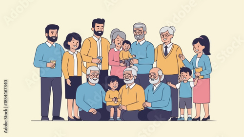 Diverse Family Generations Posed Together For A Portrait.