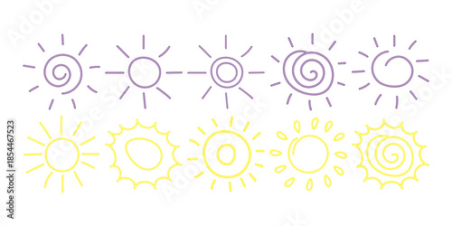 Doodle Kids Drawing Neon Sun