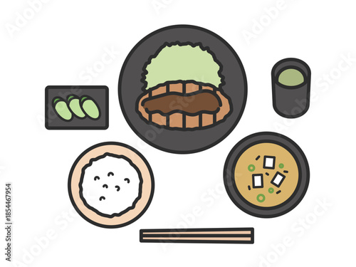 とんかつ定食のイラスト