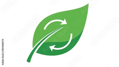 A green leaf with white arrows on a for eco friendly concepts