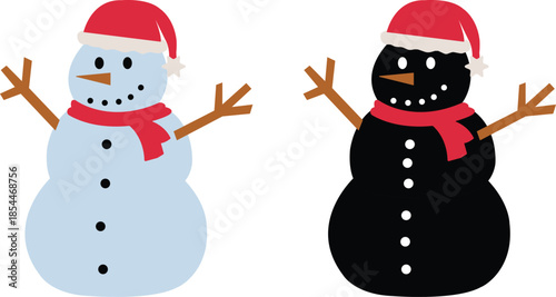 Merry Christmas icon set. Merry Christmas typographic emblems. Collection of festive Christmas icons including a stocking gingerbread snowmen and a tree. Vector illustration of pine silhouette.