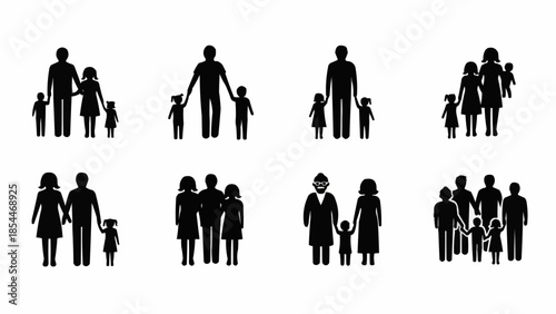 Diverse Family Silhouettes Representing Different Family Structures.