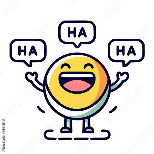 Cartoon Mascot Icon with HA HA HA Speech Bubbles