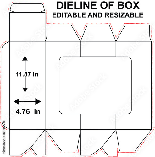 Custom dimensions tuck end boxes with window dieline
