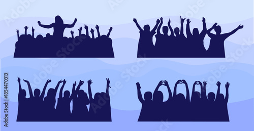 silhouette vector of crowd concert audience illustration collection set