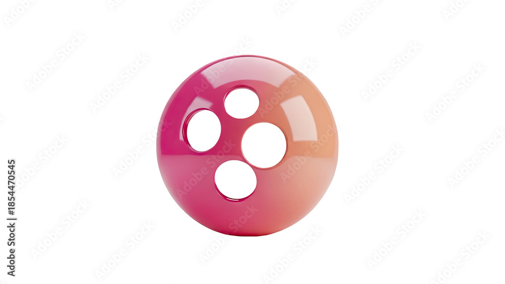 Fototapeta premium 3D Glossy Orb with Four Circular Cutouts and Gradient Color on transparent background