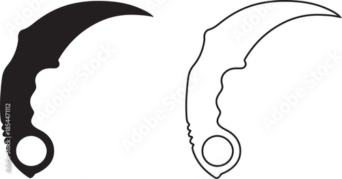karambit knife icon set silhouette and outline vector illustration