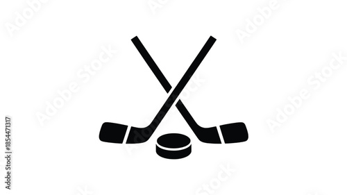 A minimalist black and white logo design featuring two crossed hockey sticks forming an X shape, with their handles meeting at a central point (4)_traced