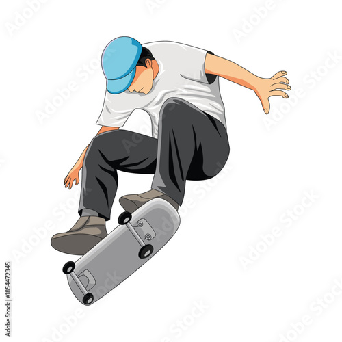 skateboard player cartoon illustration design.