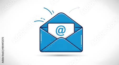 Email icon in blue envelope with at symbol.