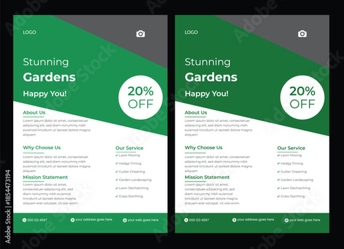 lawn & garden flyer design template landscaping services Tree and gardening service poster leaflet design. lawnmower flyer   flyer template enhances your garden services' online presence. It is perfec
