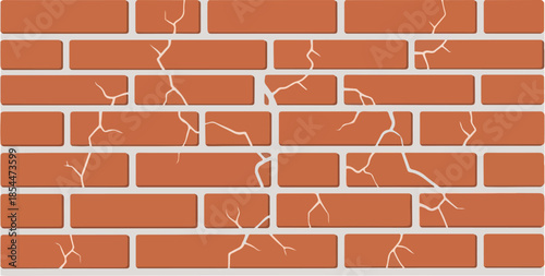 Brick wall illustration Detailed vector of a cracked brick surface, perfect for backgrounds