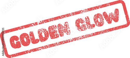 Illuminating Golden Glow message embossed in a distressed red rubber stamp for positive and vibrant themes