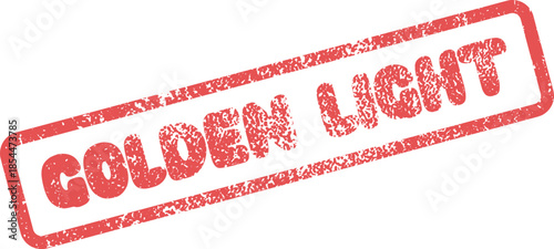 Red rubber stamp effect conveying the powerful message of Golden Light with grunge texture
