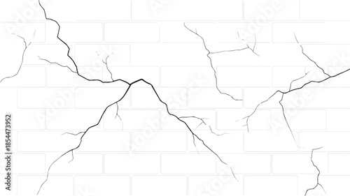Detailed White Brick Wall with Cracks A Graphic Illustration of Texture and Imperfection