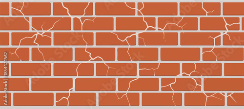 Cracked Brick Wall A Detailed Illustration Showcasing Texture and Decay