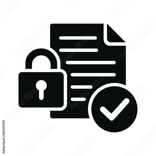 Secure document icon with lock and check mark