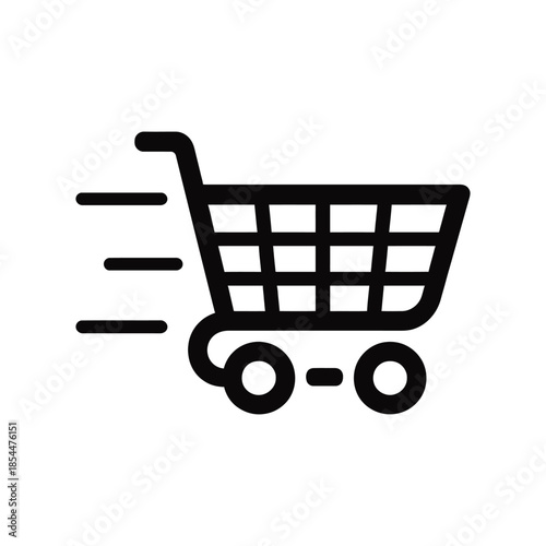 Shopping cart icon moving fast to the right side
