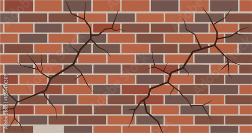 Cracked brick wall illustration Texture of damage and deterioration, perfect for design assets