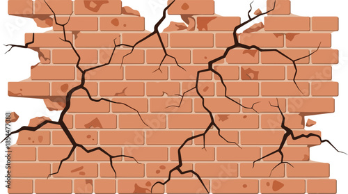 Brick Wall with Cracks A Graphic Illustration of Damage and Deterioration