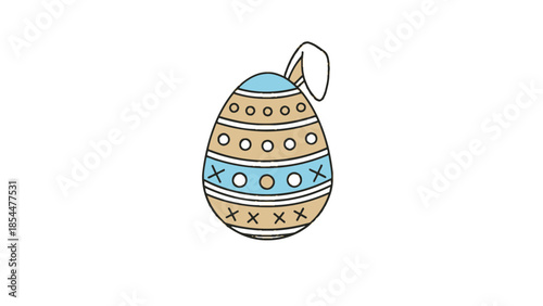 Festive Easter Egg decorated with cheerful patterns and a playful bunny ear, perfect for springtime celebrations and holiday greetings