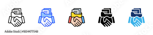 Work Agreement Icon Collection With Multiple Styles