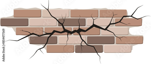 Cracked Brick Wall Illustration A Depiction of Damage and Imperfection in Building Structures