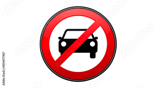 A red circle with a slash and a car silhouette indicating no vehicle access