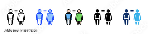 Workplace Equality Icon Collection With Multiple Styles
