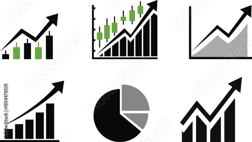 Business Growth Chart and Analytics Icon Set Vector for Finance, Marketing and Statistics
