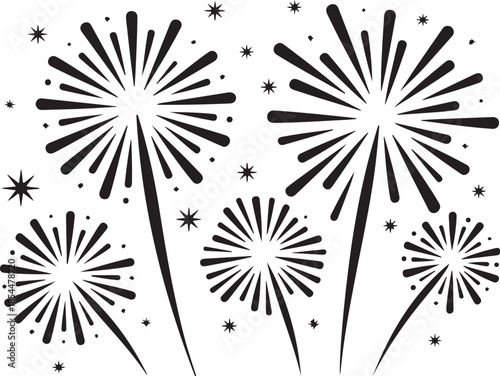 Black fireworks exploding on white background explosion