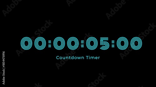 Digital Countdown Timer Displaying Zero with Neon Style Graphics in Dark Environment