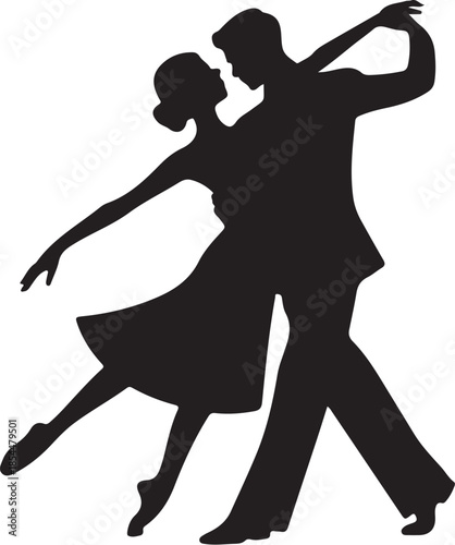 Black silhouette of a couple dancing ballroom dance